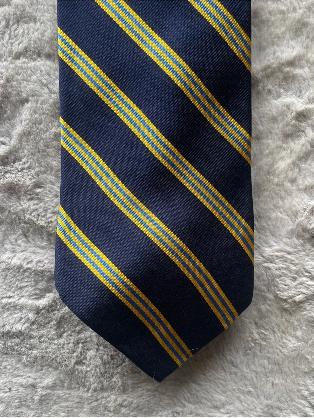 Brooks Brothers Navy Tie with Yellow Diagonal Stripes